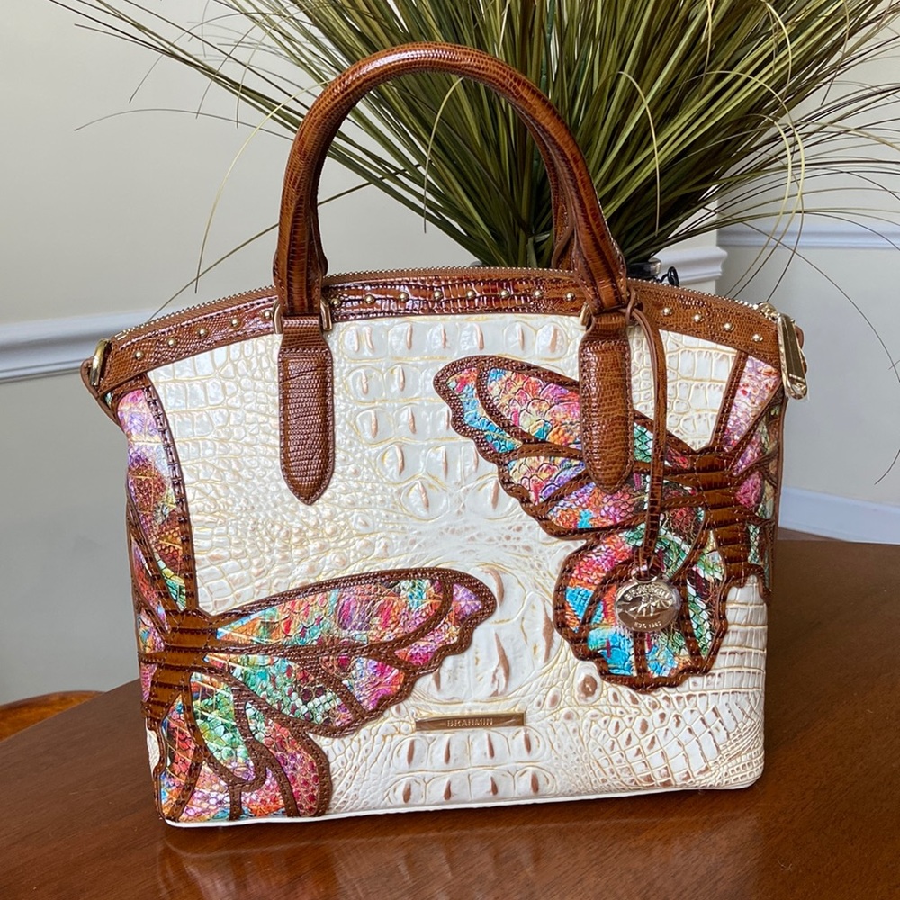 Gorgeous Brahmin Ivory Iguana Gala satchel